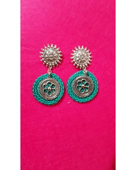 Happy Threads Crochet Earrings- Turquoise Blue Happy Threads Crochet Earrings- Turquoise Blue